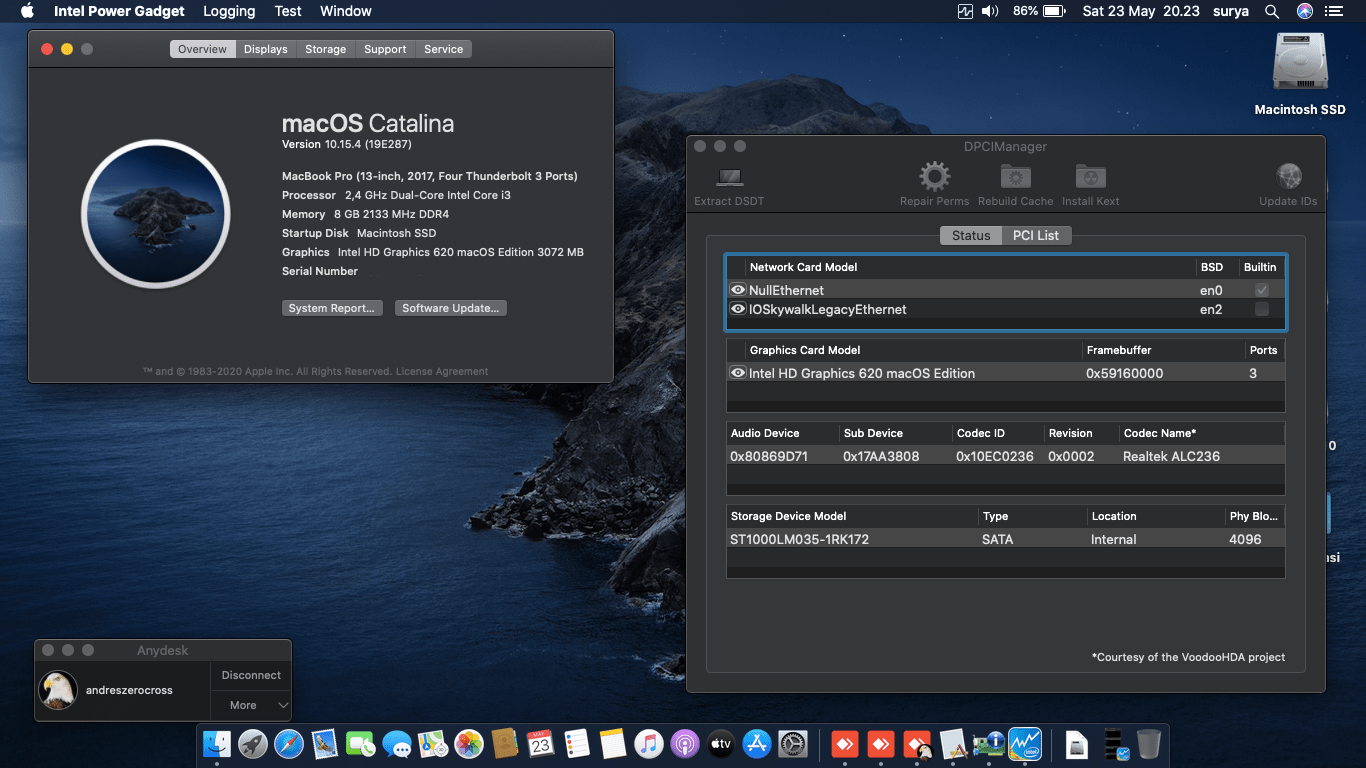Success Hackintosh macOS Catalina 10.15.4 Build 19E287 at Lenovo Yoga 520-14IKB